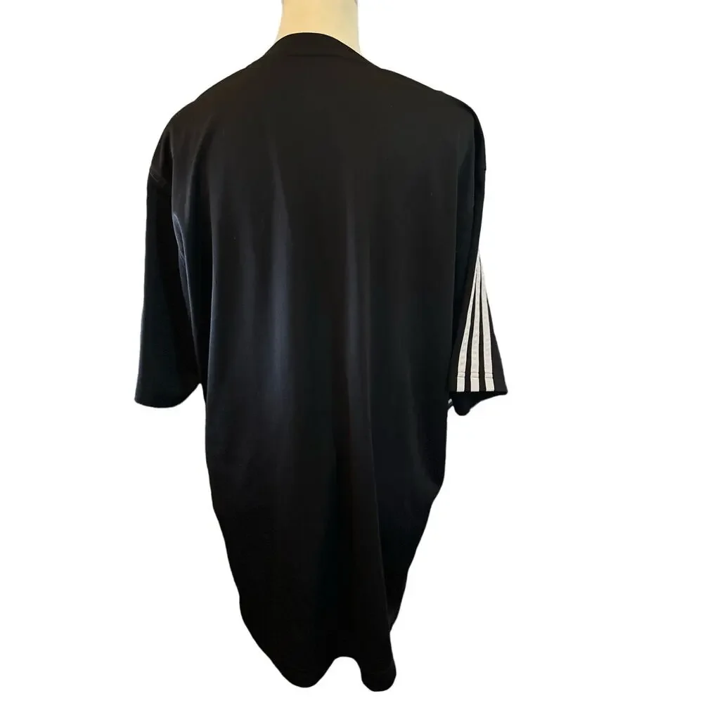 Adidas Black 3 Stripe Training Y2K Era Short Sleeve Tee, Men's Size XL